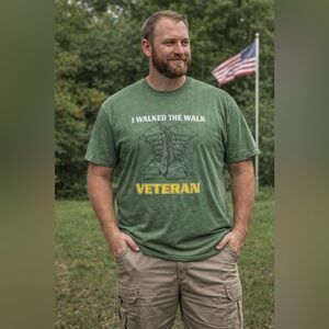 Vintage Look Gildan Veteran Military T Shirt XL Army USA Graphic Green Tee